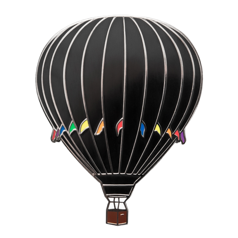Black with Rainbow Flags Custom Balloon Pin